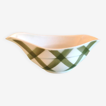 Moulin des Loups green tablecloth model gravy boat / 50s-60s