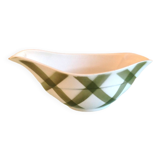 Moulin des Loups green tablecloth model gravy boat / 50s-60s