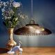 Vintage amber molded glass lampshade pendant light - tableware collection -