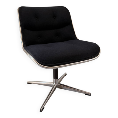 Fauteuil de Bureau Charles Pollock Knoll Tissu Noir - Sans Accoudoirs