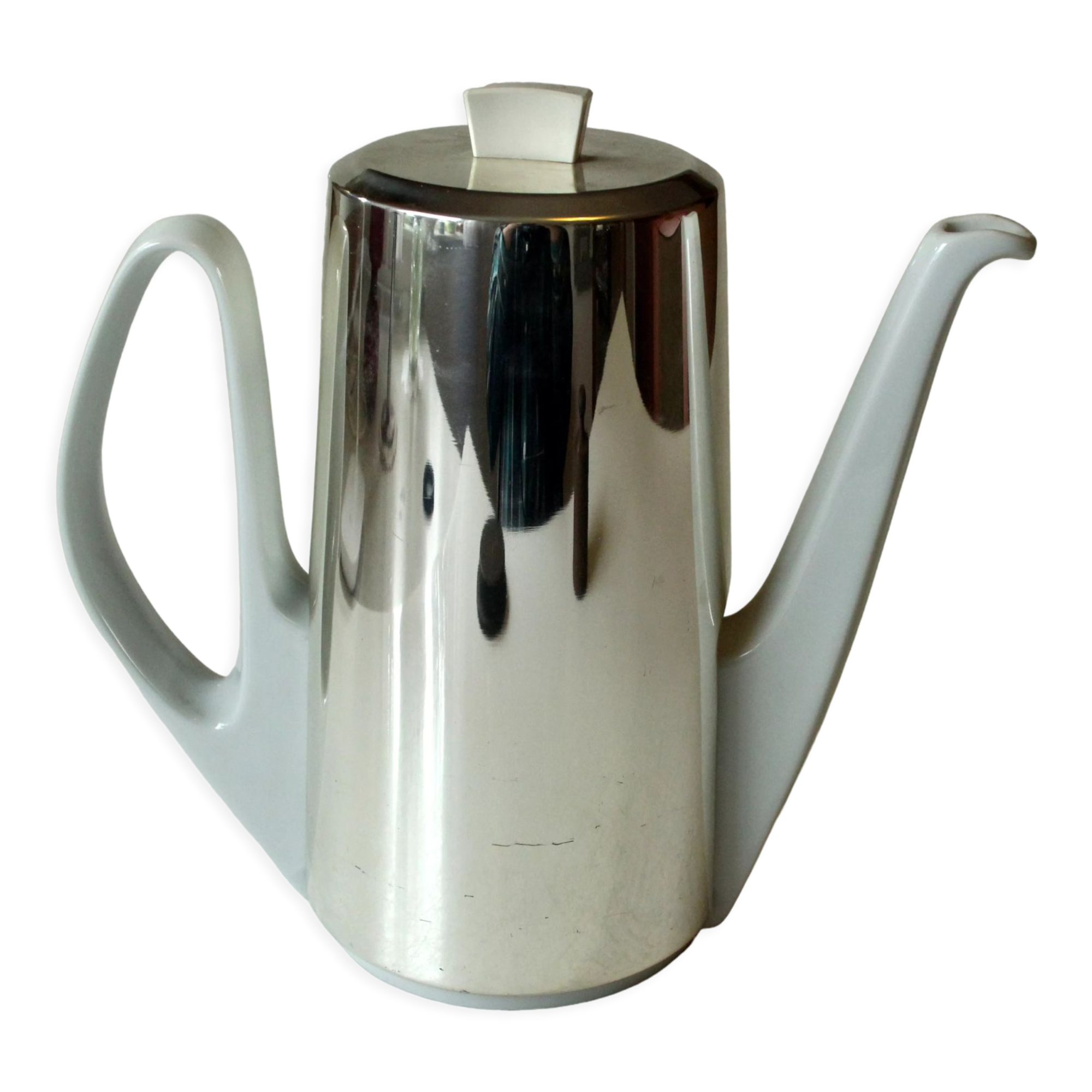 Ancienne Cafetière En Tôle Émaillée Vintage Années
