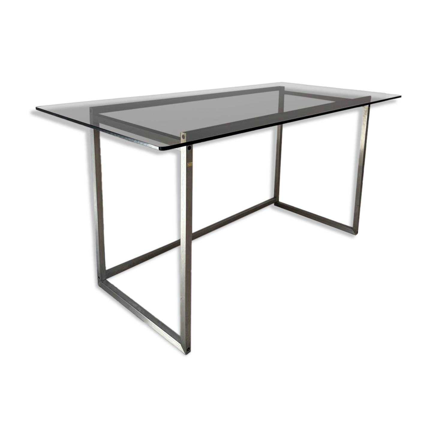 Bureau en métal et verre fumé, années 70