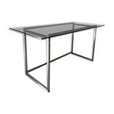 70s metal and smoked glass desk