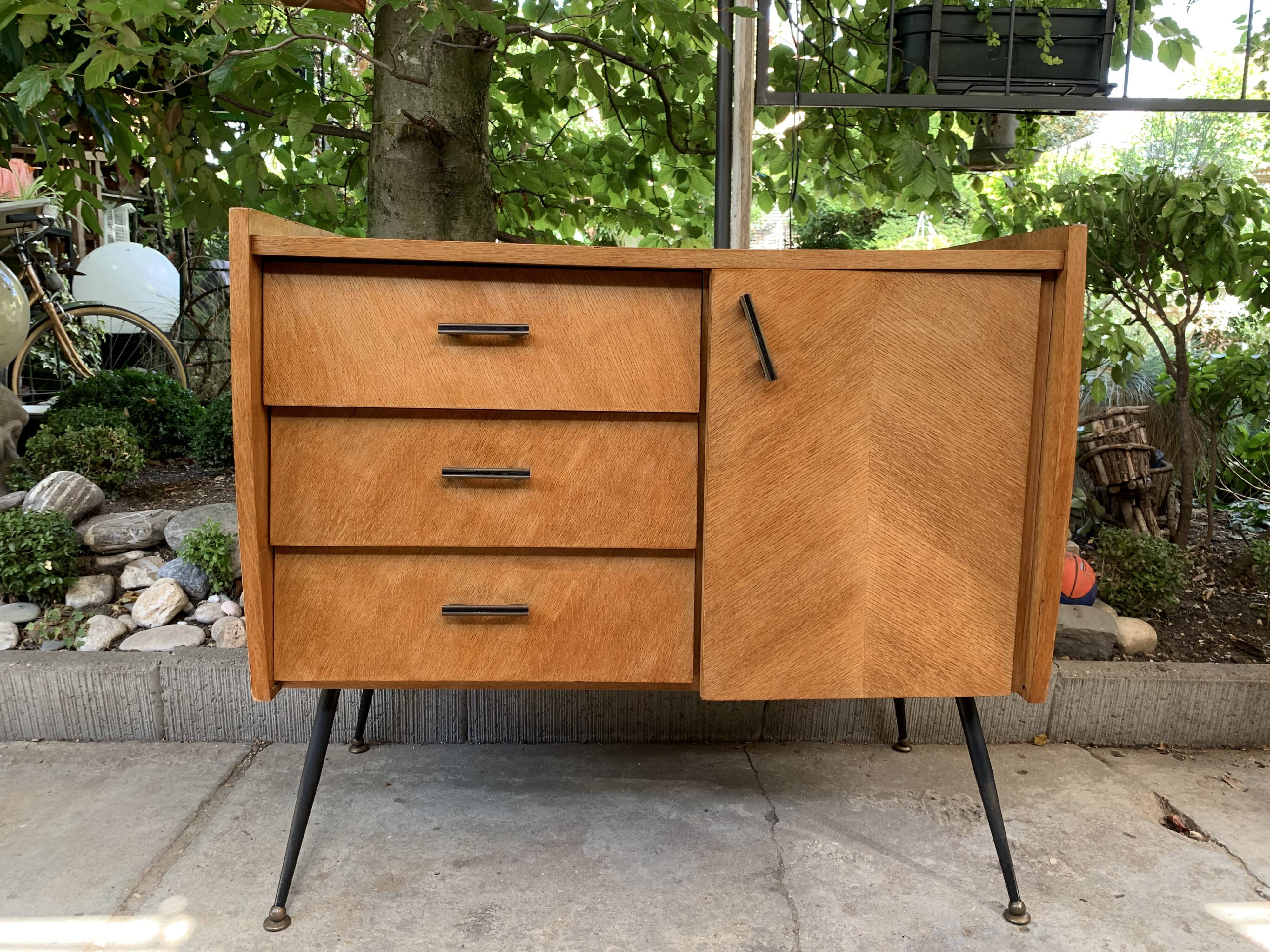 Buffet commode pieds compas 50’s