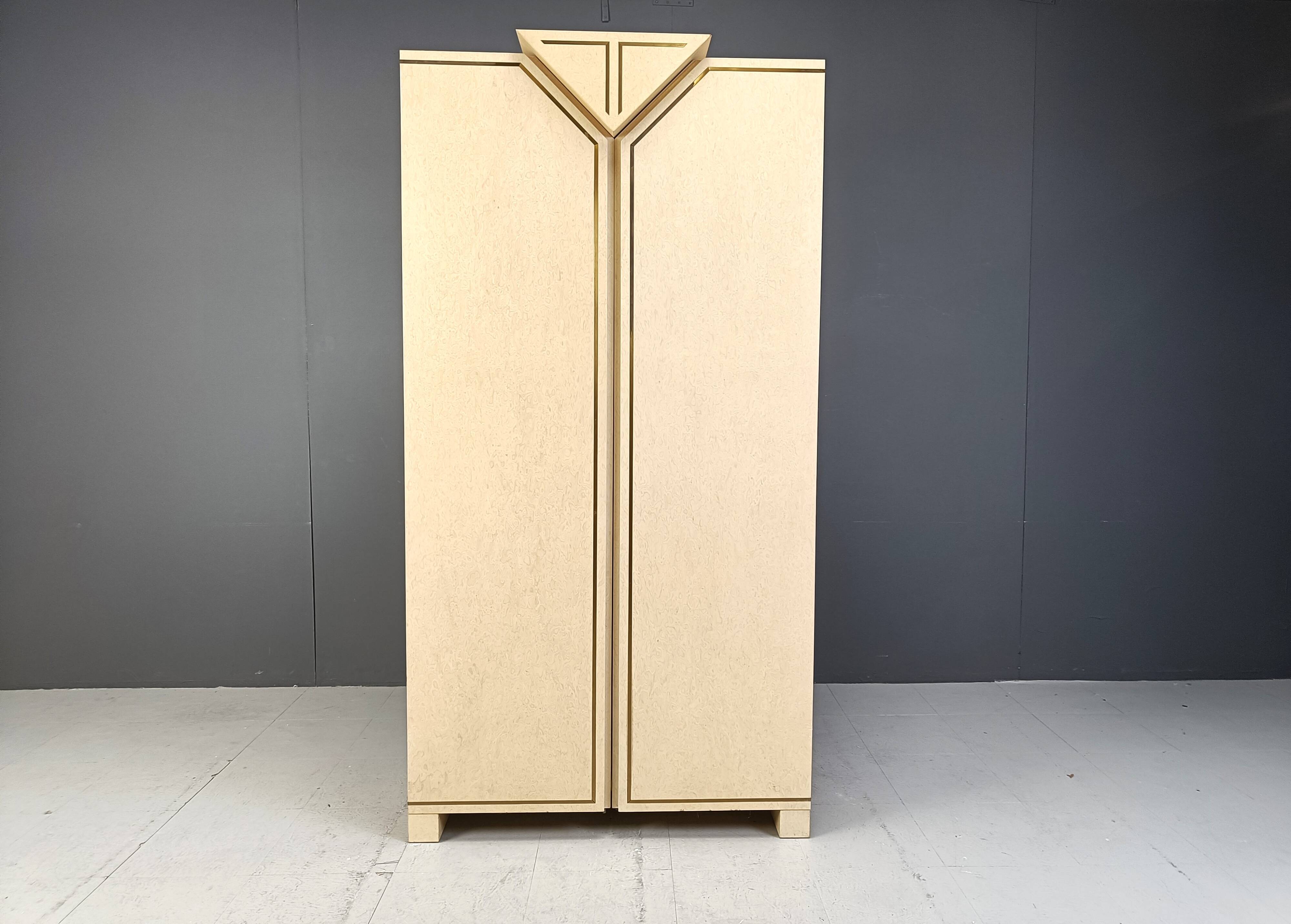 Vintage italian burl wood bar cabinet, 1970s