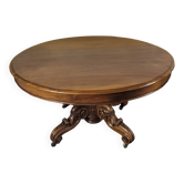 Guéridon à pied central en noyer époque XIX ème