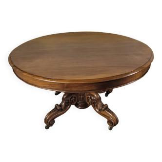 19th century walnut pedestal table with central leg