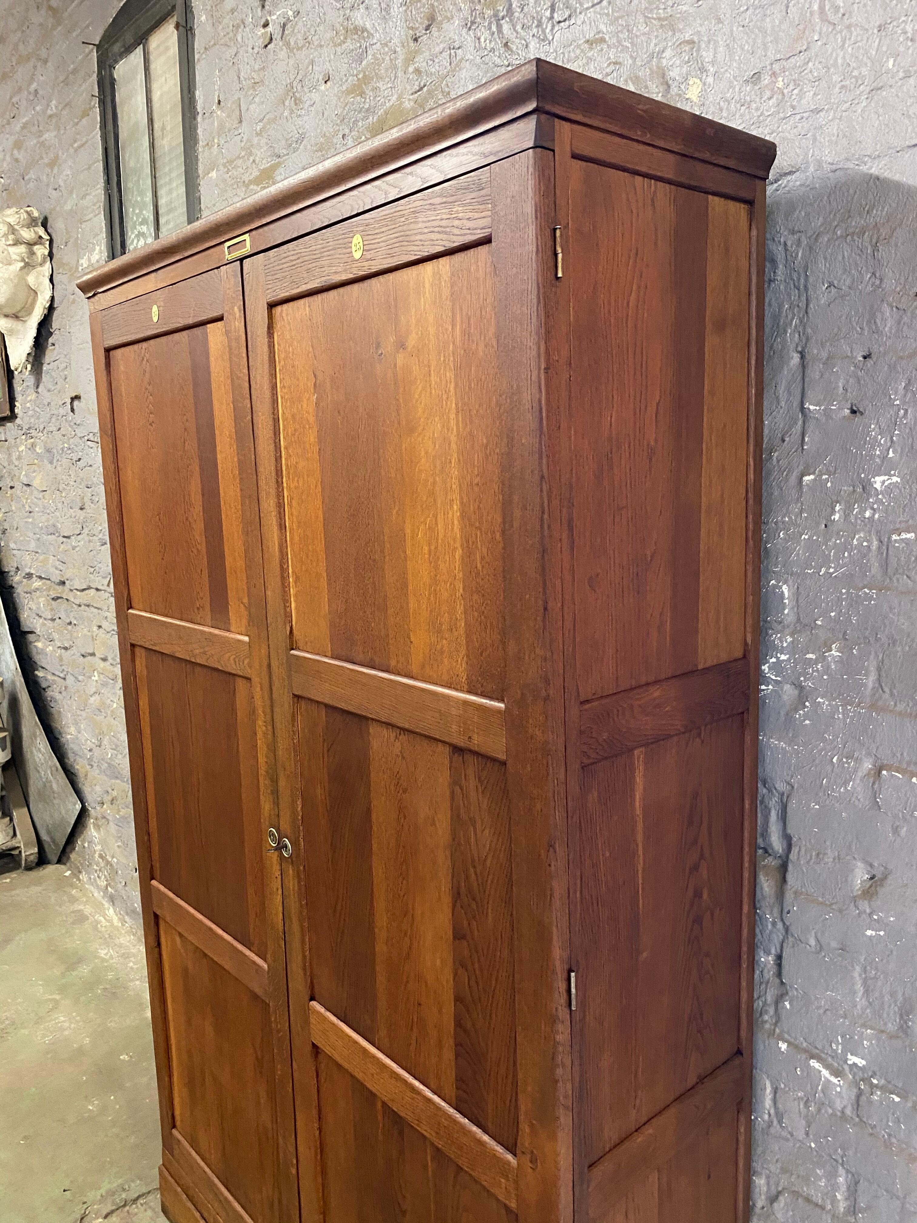 Vintage Parisian solid oak cabinet