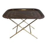 Beautiful table with a brass top and painted sheet metal