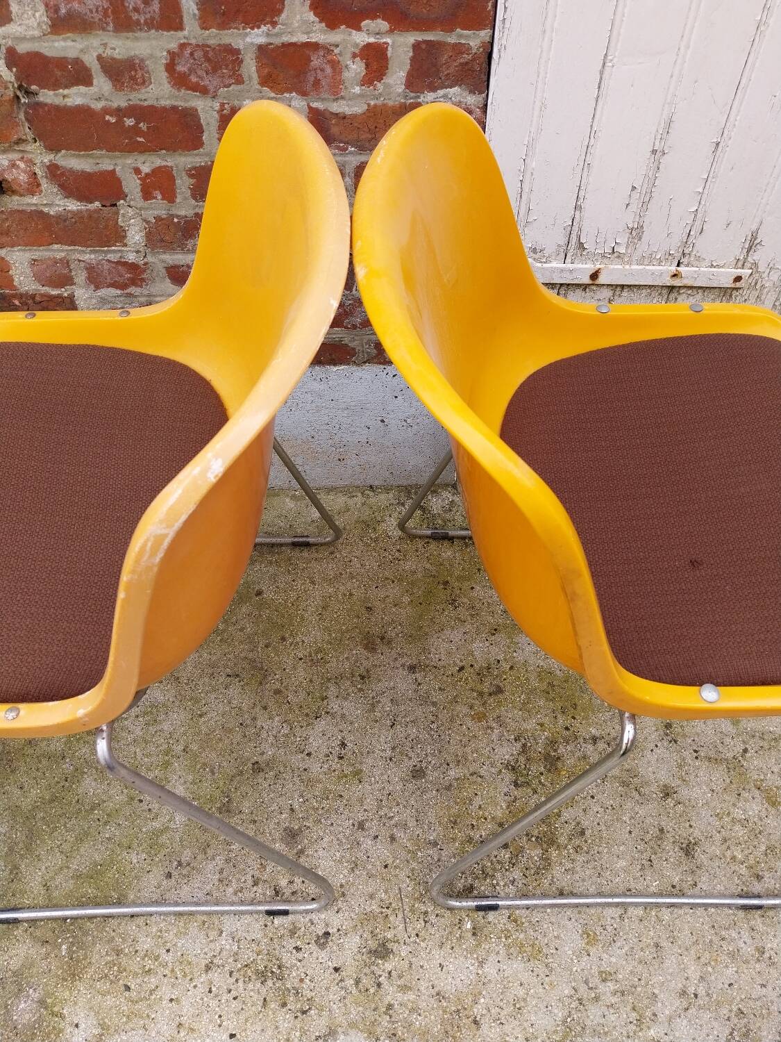 Paire de chaises traineaux Orange