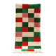 Tapis de couloir marocain de Noël – Tapis de couloir en laine à carreaux rouges et verts 300 x 70