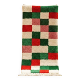 Christmas Moroccan Runner Rug – Red and Green Checkered Wool Runner 300X70