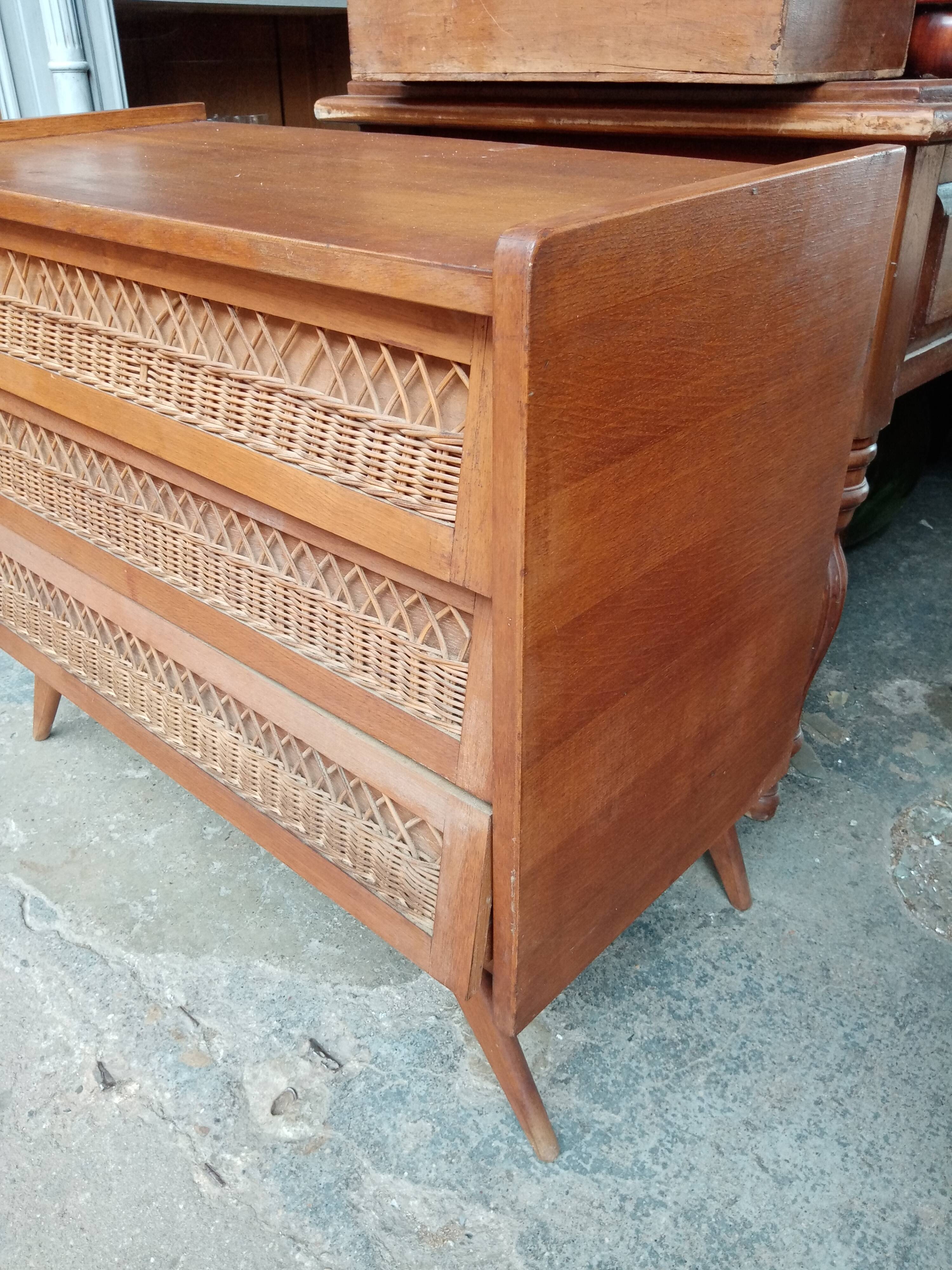 Chest of drawers vintage foot compass 3 drawers