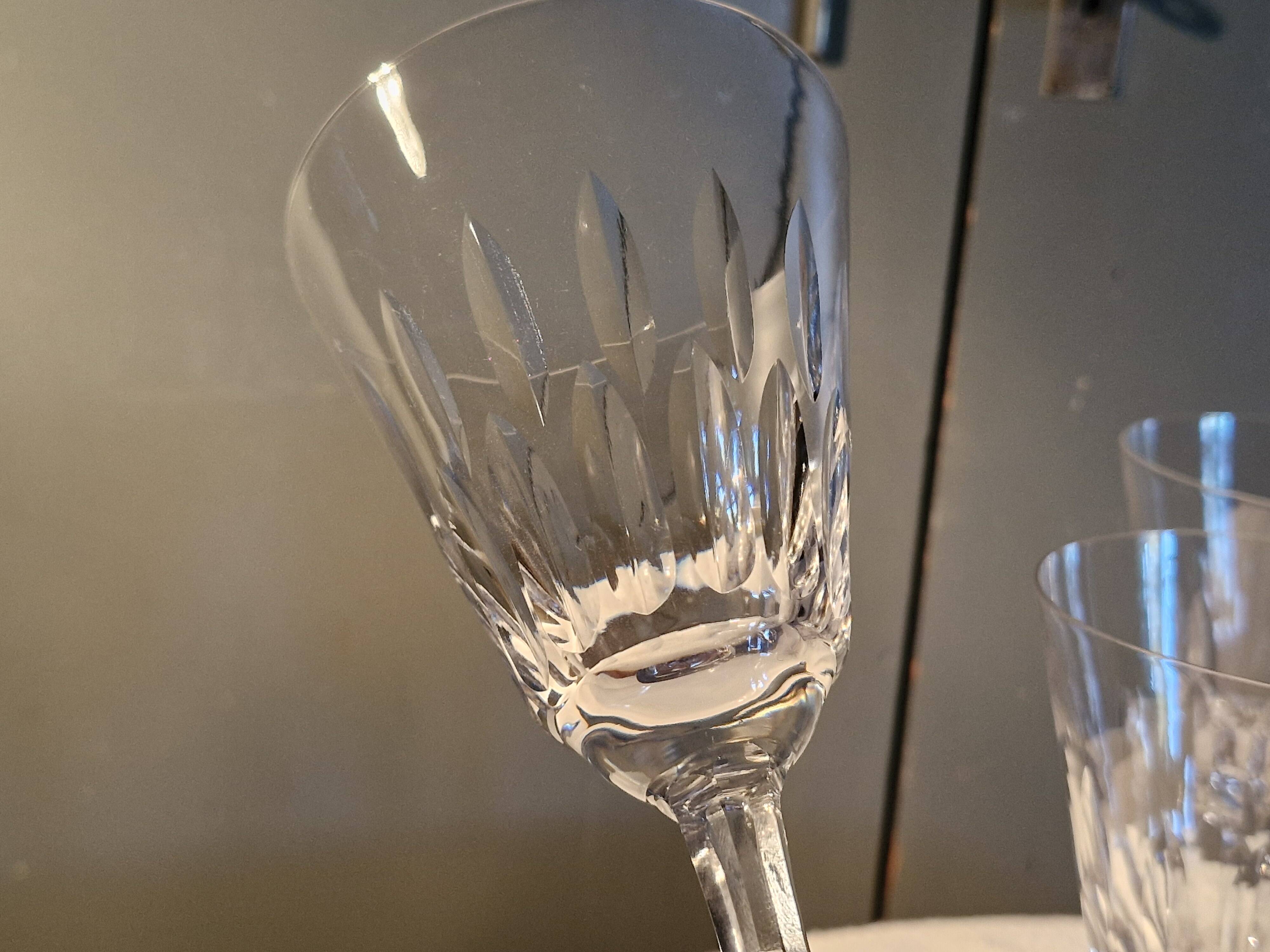 5 antique large glasses for wine/water, cut crystal