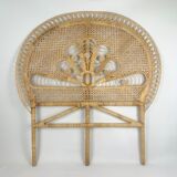 Rattan headboard decoration peacock tail