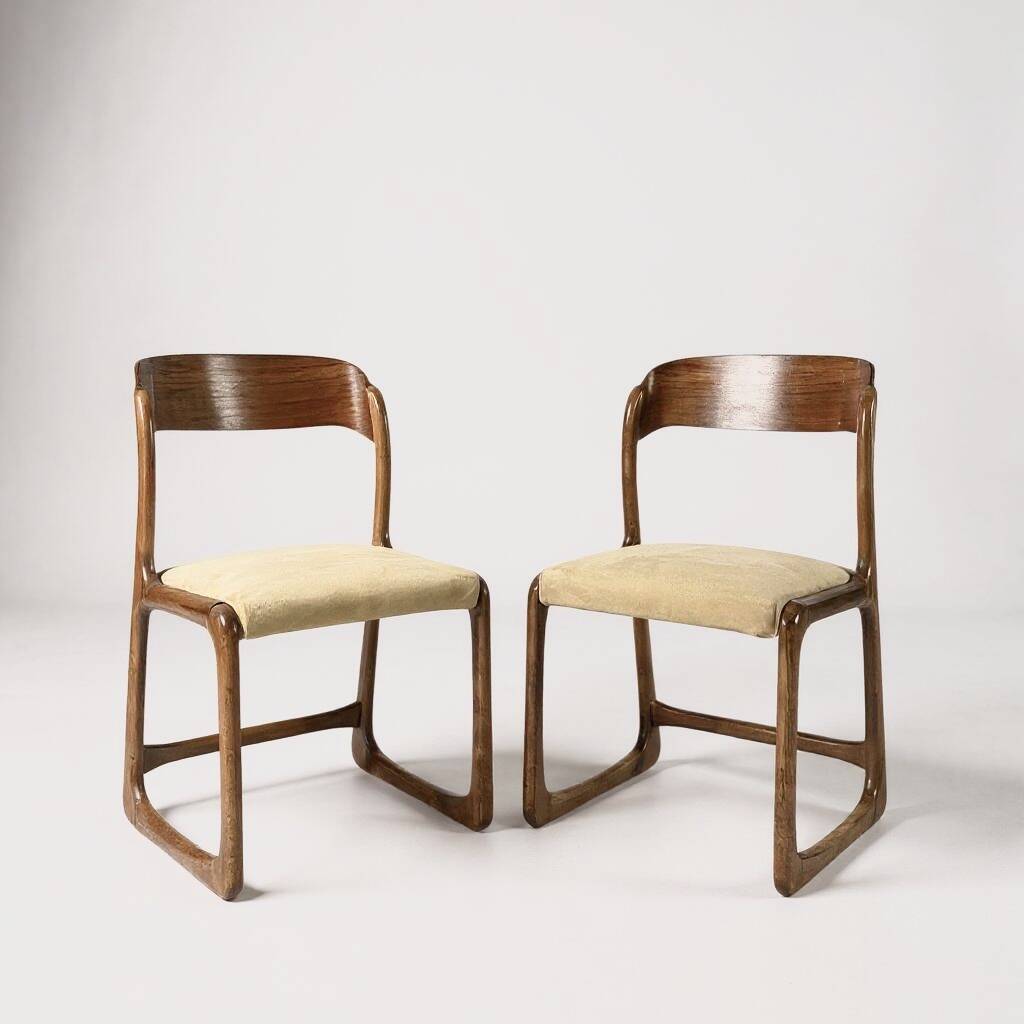 Paire de chaises traîneau Baumann