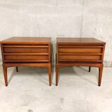 Paire de chevets vintage en noyer années 60