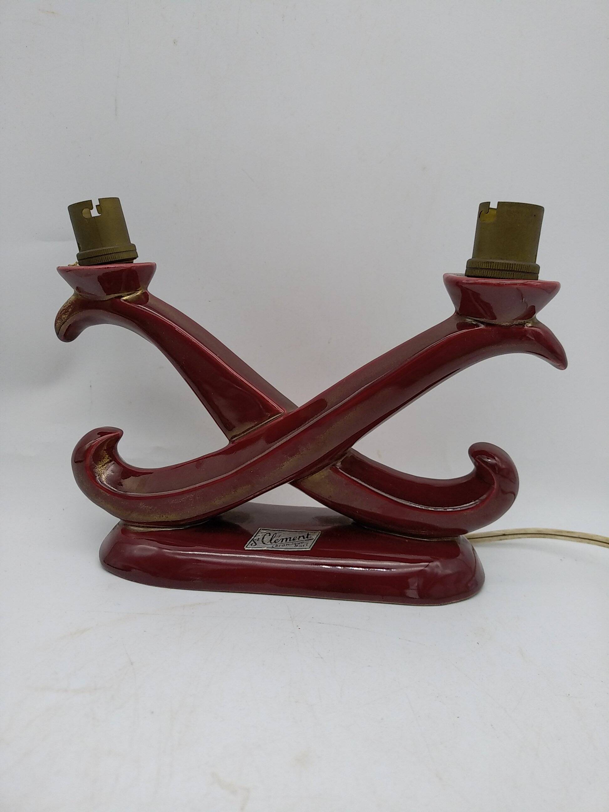 St clément candlestick lamp. bordeaux art deco ceramic