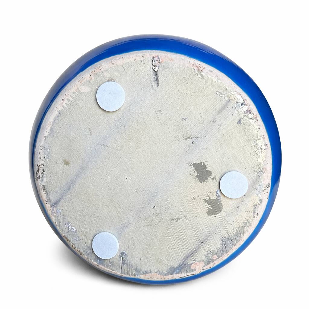 Belgian Art Deco blue vase with metallic lustre, stepped handles, 1930s