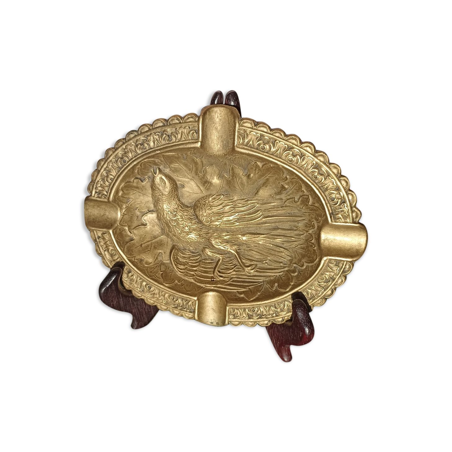 Cendrier en bronze massif doré - oiseau gisant