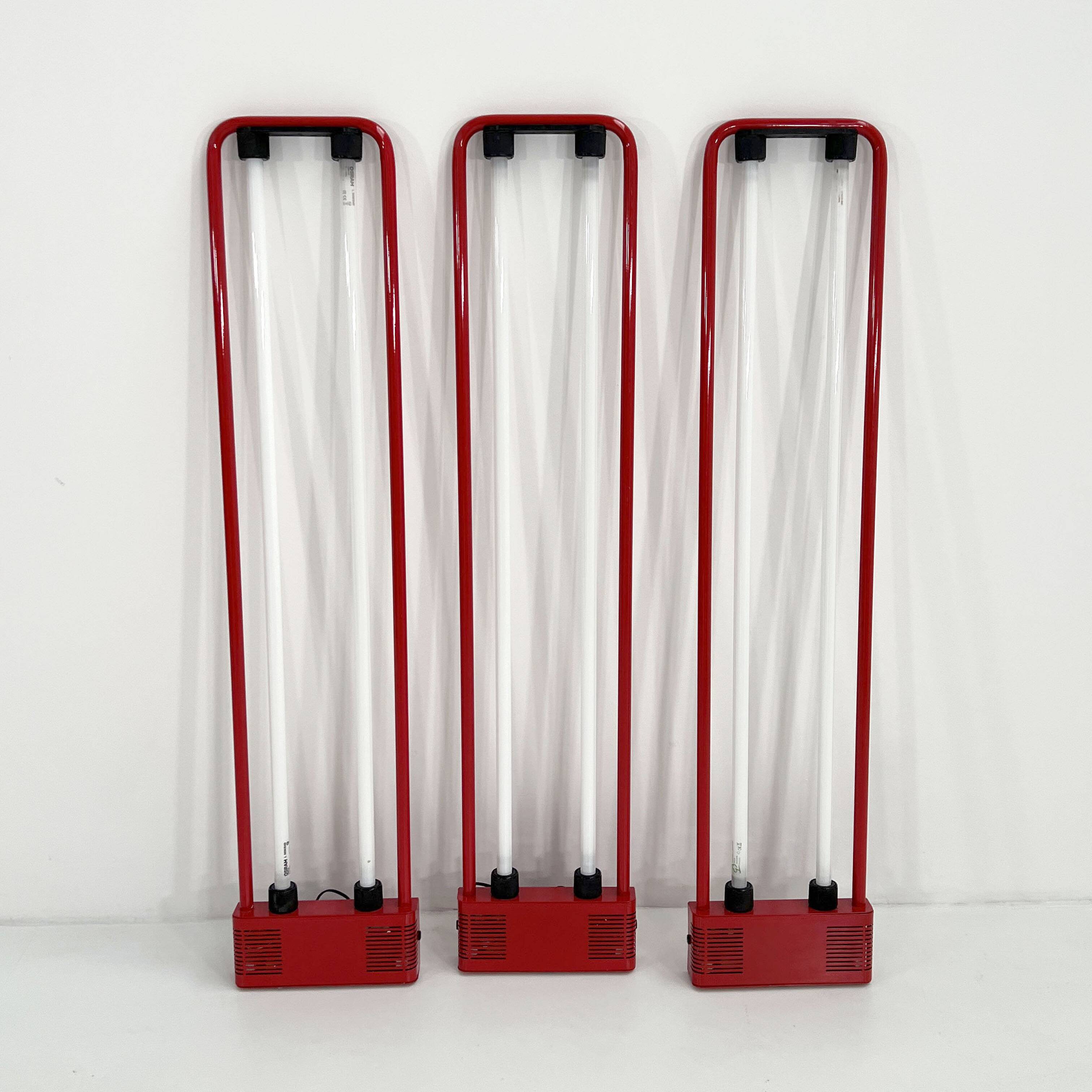 Lampadaire rouge par Gian N. Gigante pour Zerbetto, 1980