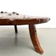 Brutalist Circular Coffee Table in Solid Wood – Brazilian Folk Art