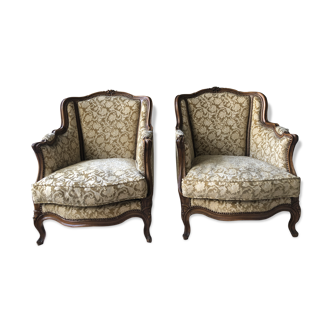 Paire de bergères Louis XV à oreilles