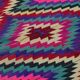 Turkish Kilim Yuruk Vintage 136x245 cm Geometric Pink Green Purple