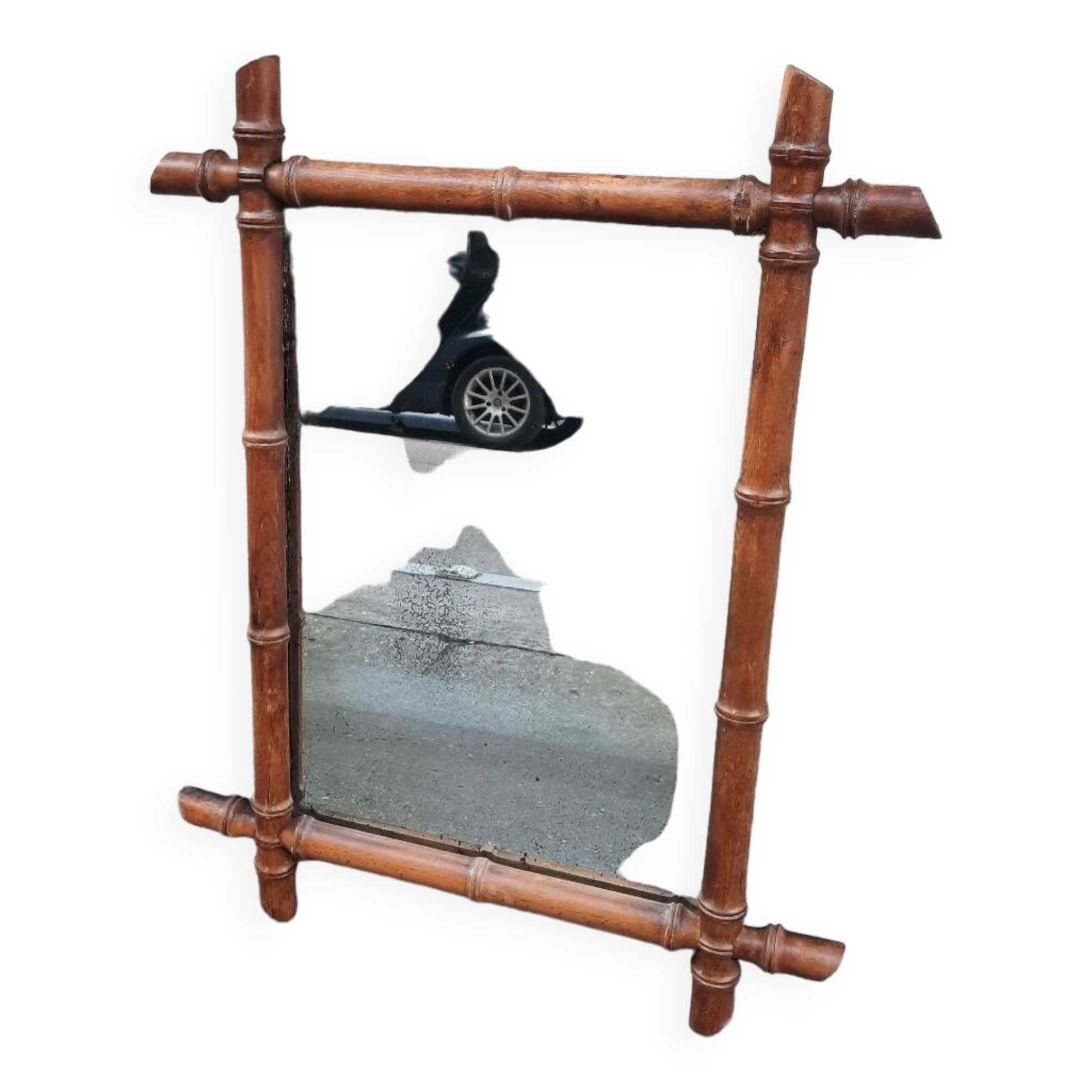 Wooden barber mirror