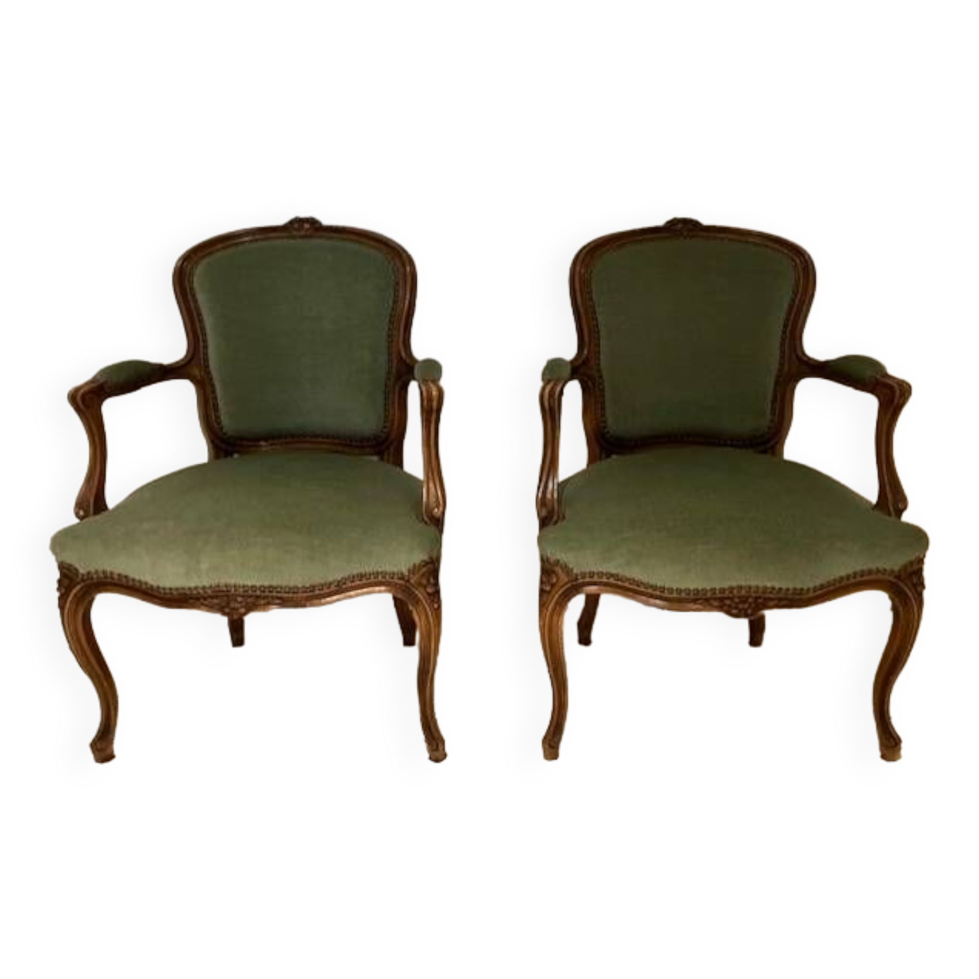 Pair of louis xv convertible armchairs