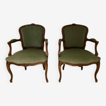 Pair of louis xv convertible armchairs