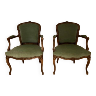 Pair of louis xv convertible armchairs