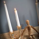 DuO pink glass candle holders