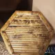 Vintage burnt bamboo side table