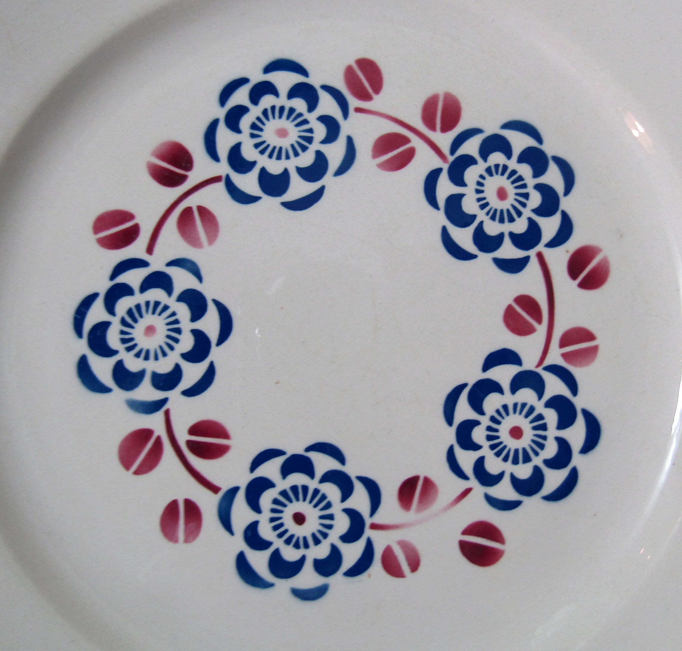4 flat plates faience Badonviller trifle