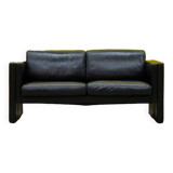 Walter Knoll Studio Line Series black leather 2 seater sofa designed by Jürgen Lange