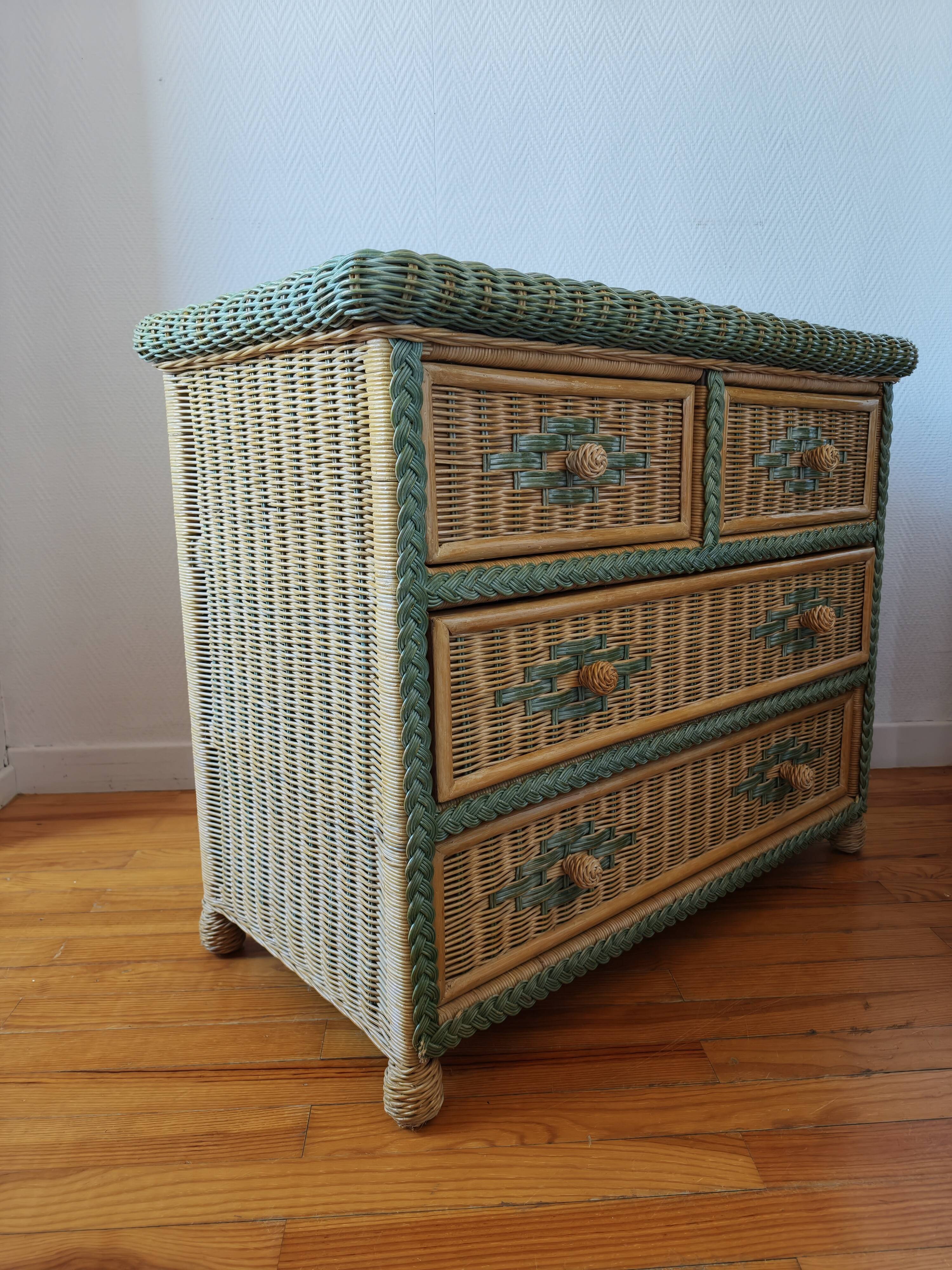 Rattan and wicker commode from the 70s – 80s
