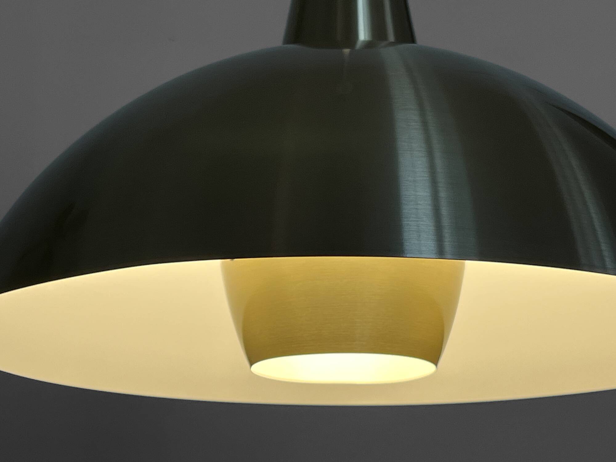 Golden aluminum pendant light by Lyfa. Denmark 1970s