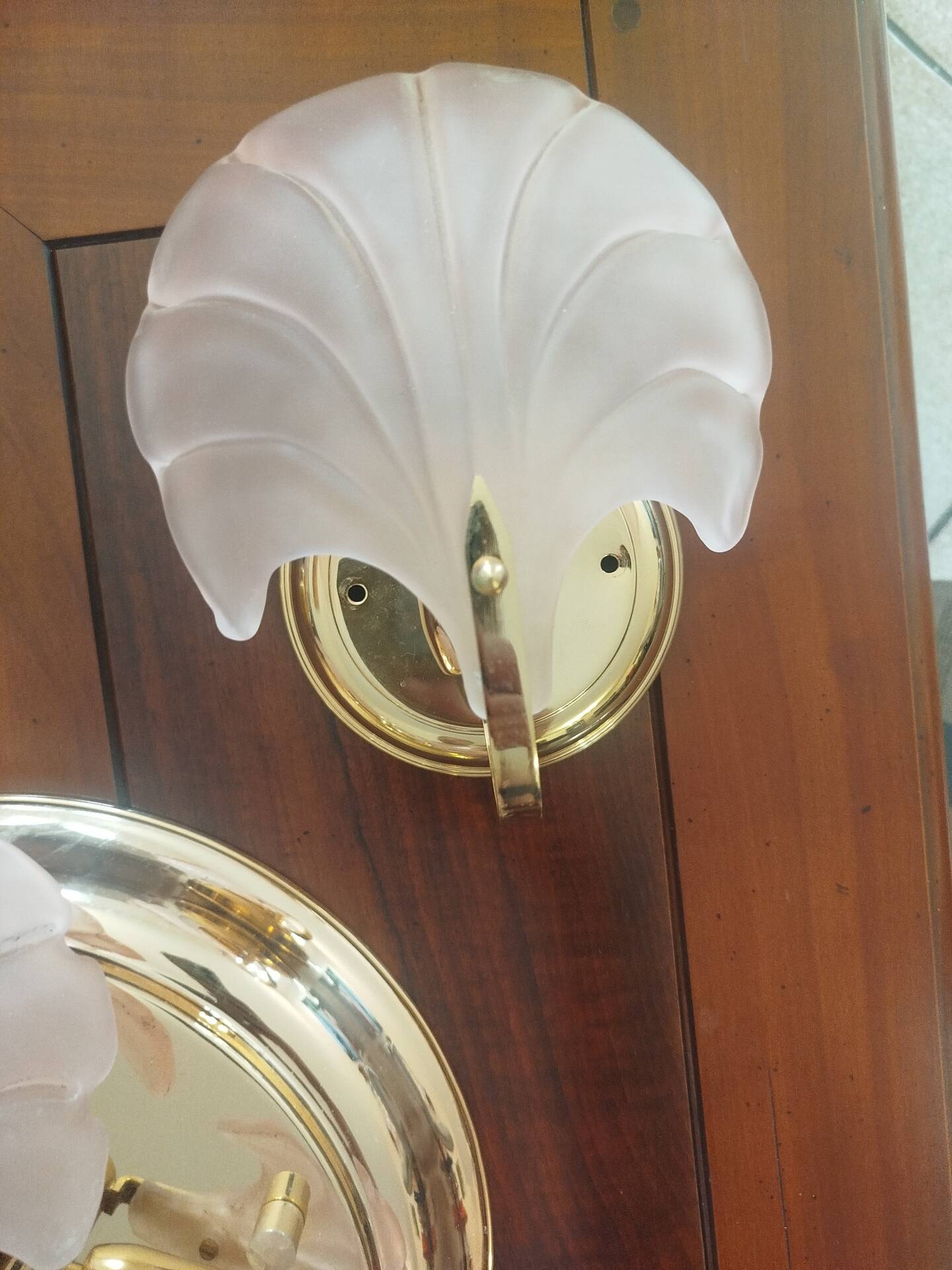 Rare set of wall sconces and shell ceiling light.
