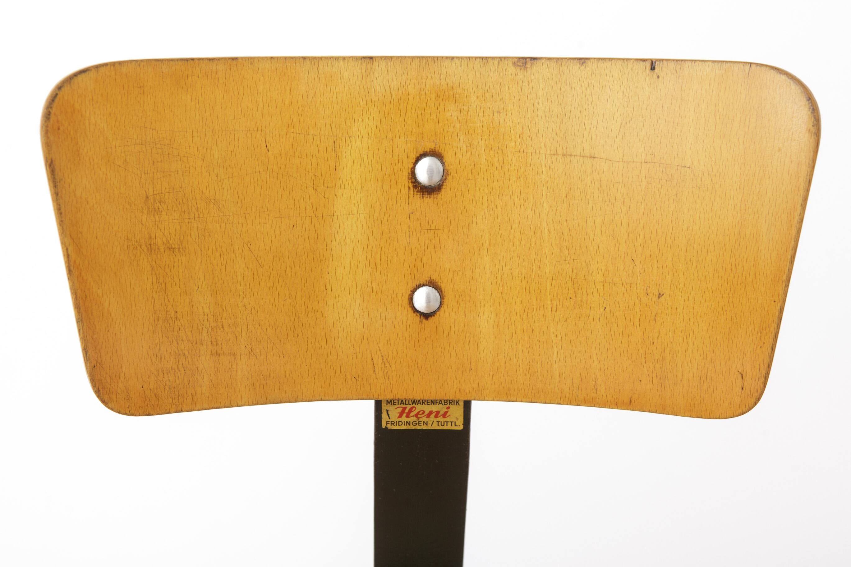 Industrial Swivel Chair by Heni Germany, 1950s Bauhaus Workshop Chair 1950