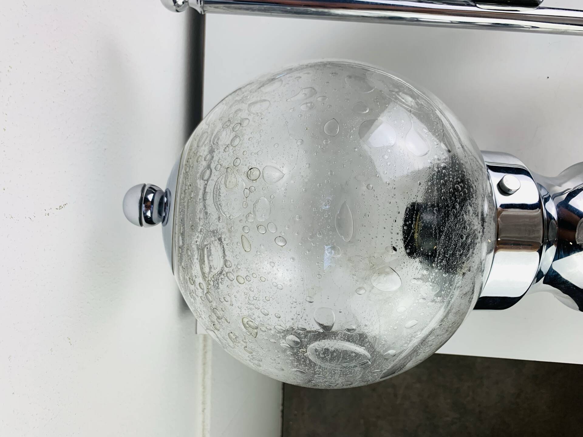 XL chrome and bubbled glass wall light Limburg, 1970s
