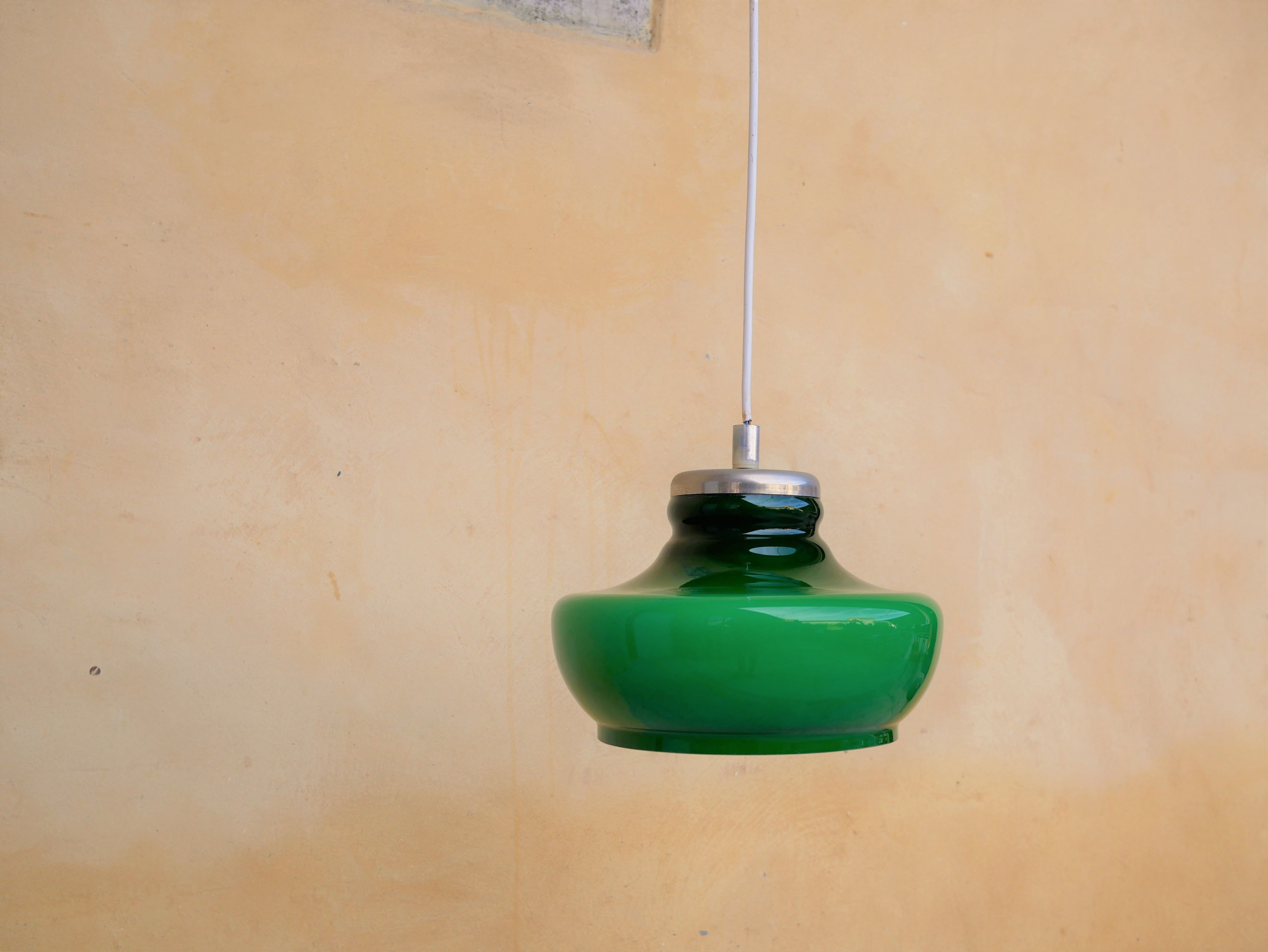 Vintage green glass suspension