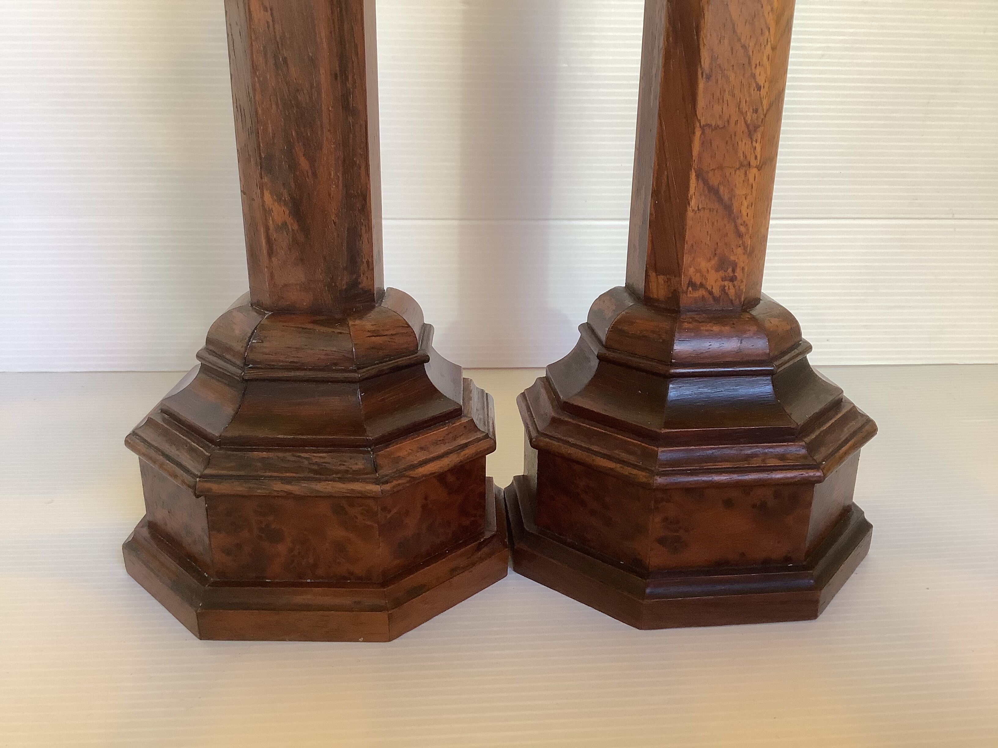 Pair of old candlesticks pic wooden candle