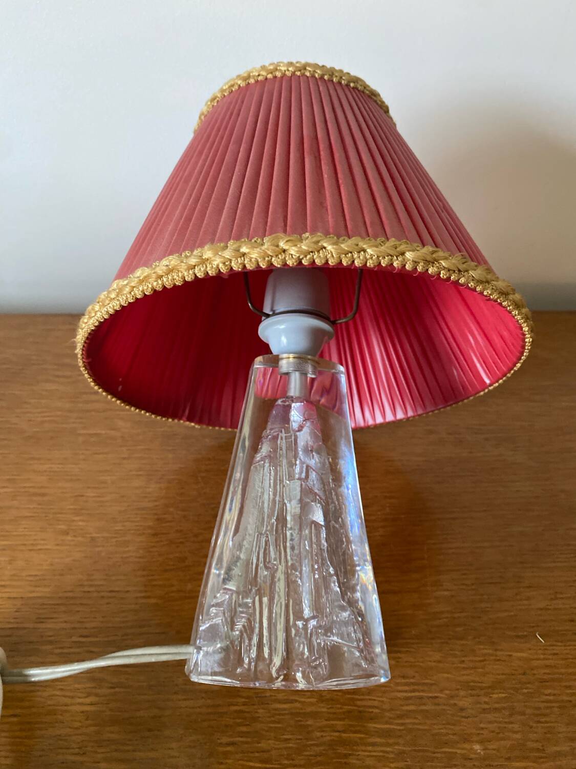 DAUM Lamp Model Iceberg Crystal + Vintage Shade Made In France