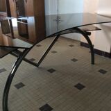 Glass and steel desk