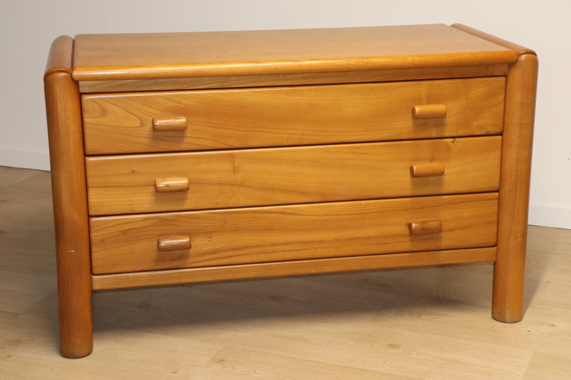 Commode vintage en orme massif, 1970