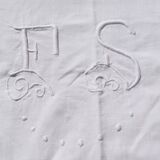 Old linen blend fabric, monogrammed FS with a day.