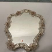 Miroir de table vénitien rose en verre de Murano, années 1960