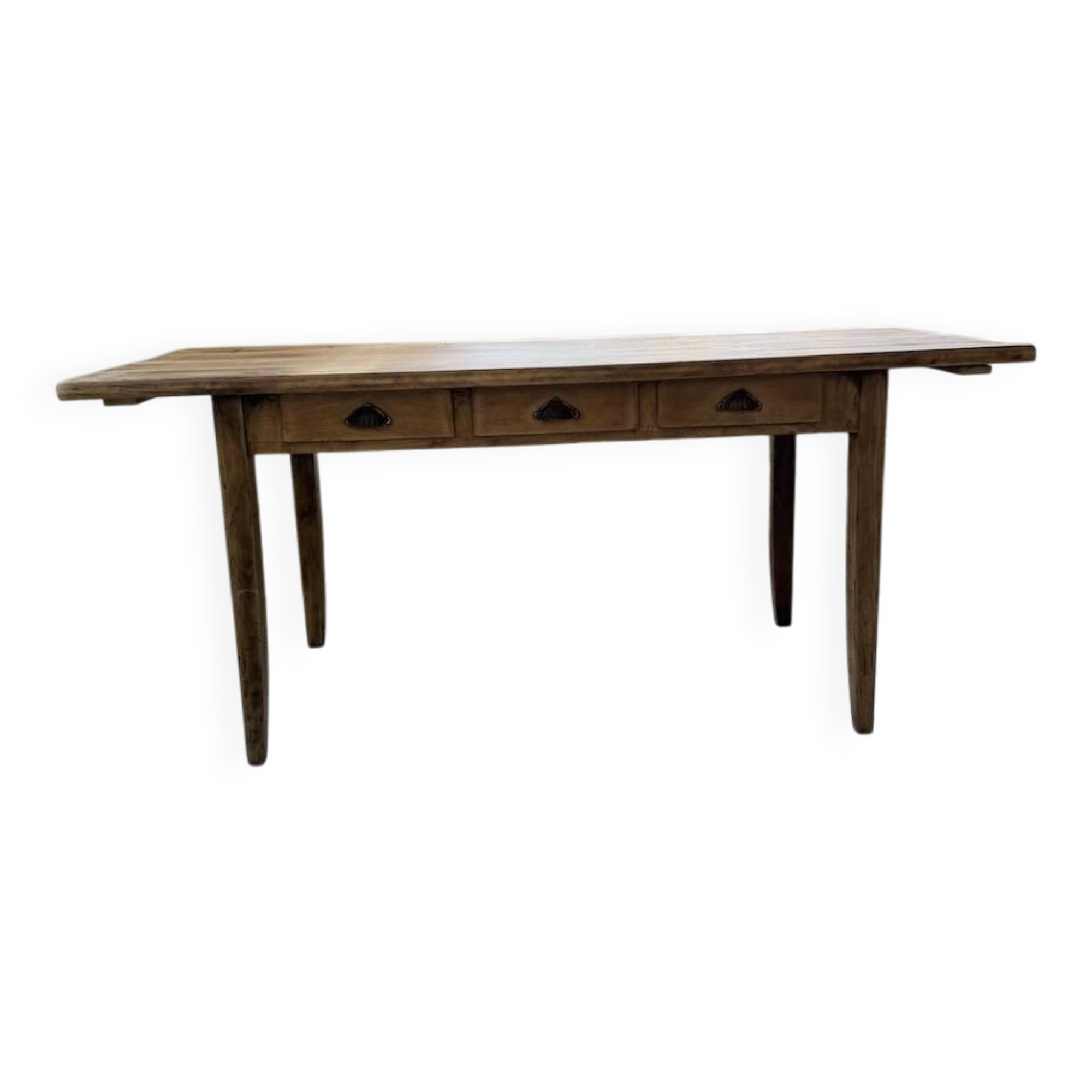 1950s pine and oak farmhouse table with multiple drawers