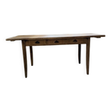 1950s pine and oak farmhouse table with multiple drawers